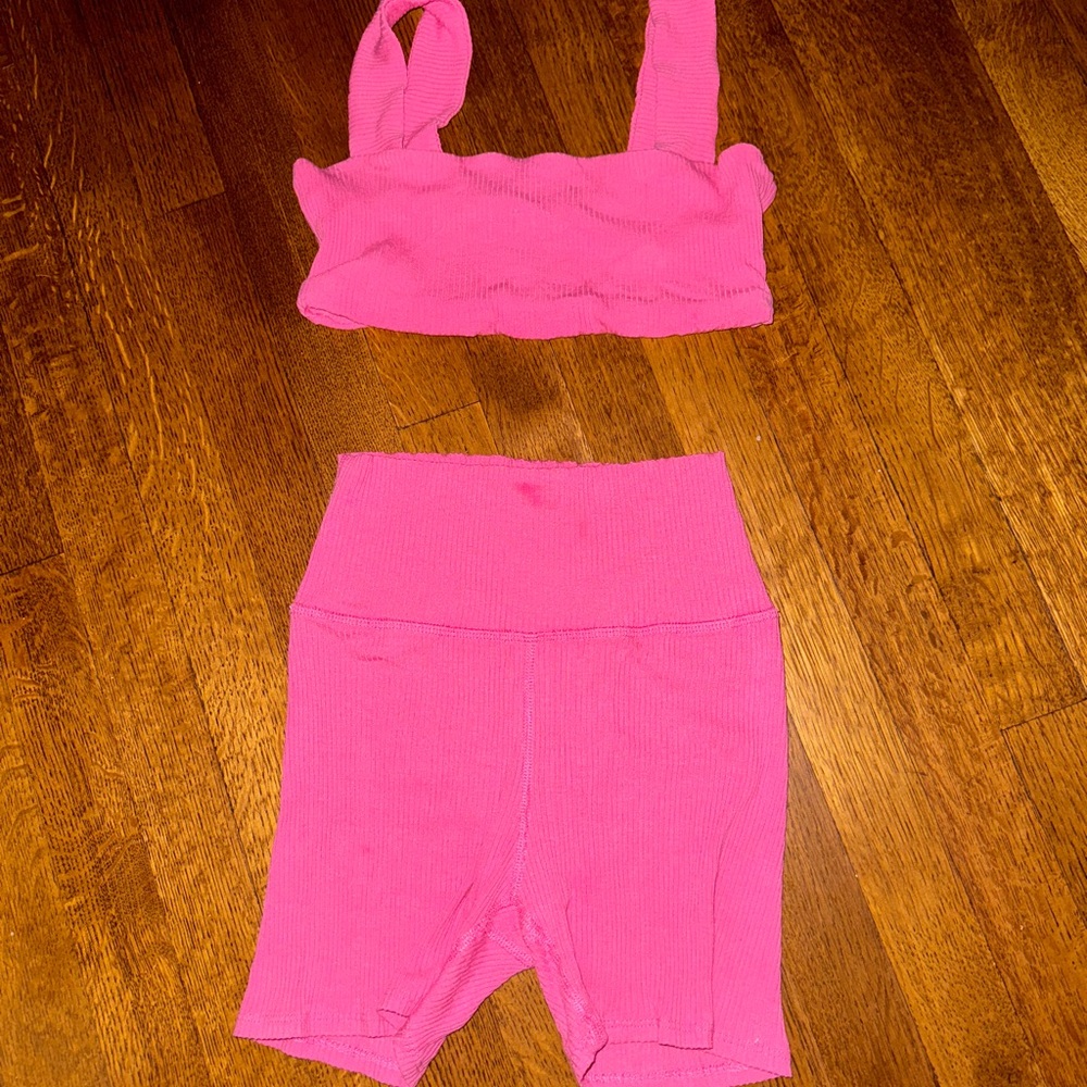 Daily Drills Pink Ribbed Two-Piece Set